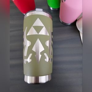 Zelda Triforce olive green large logo tumbler